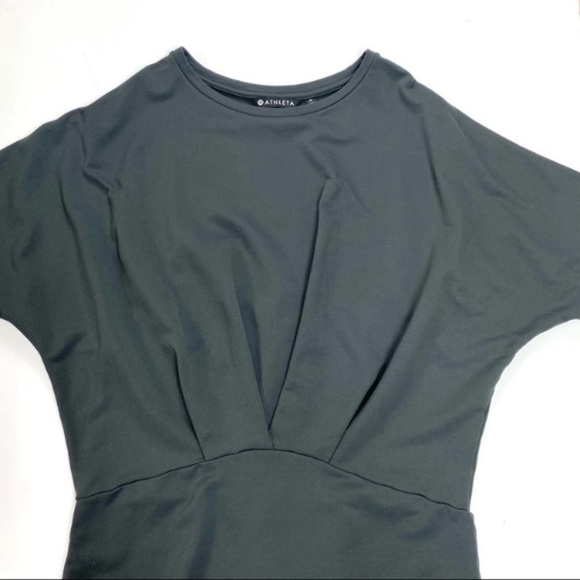 ATHLETA Pronto Pleated Stretch Dress in Black Olive Size M Style 291869-01 - Picture 5 of 10